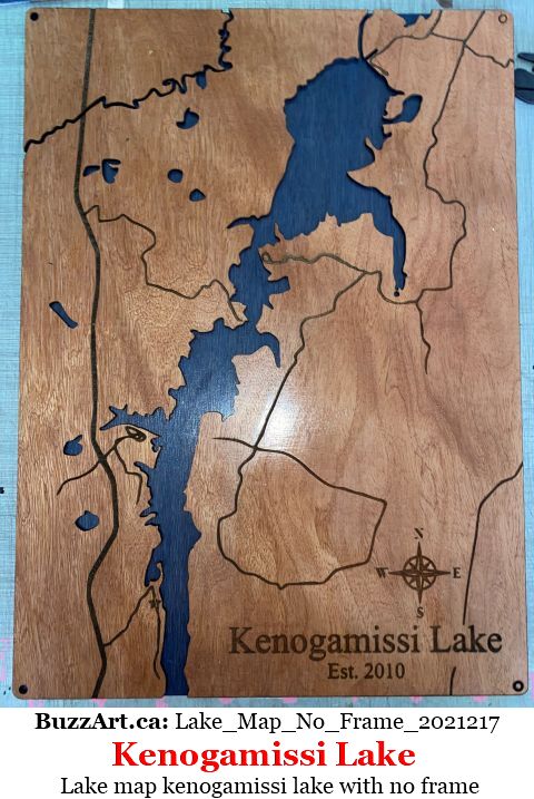 Lake map kenogamissi lake with no frame